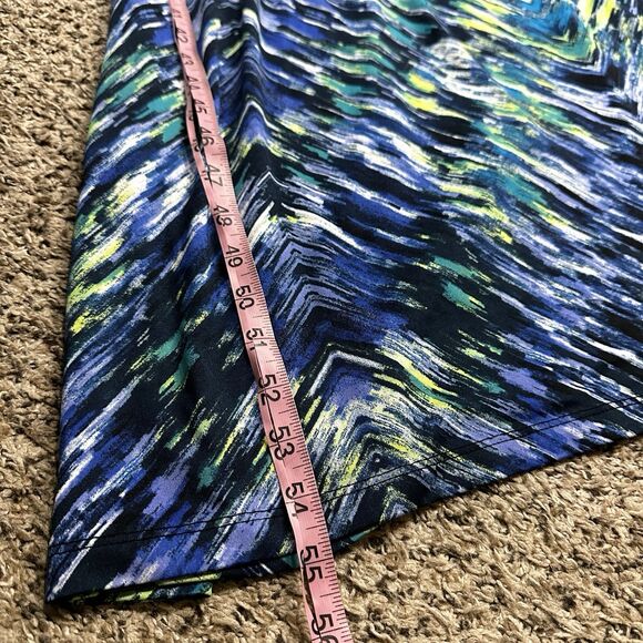 AB Studio Women's L Maxi Dress Navy, Yellow, Blue, Green Chevron Empire Waist - Picture 9 of 11